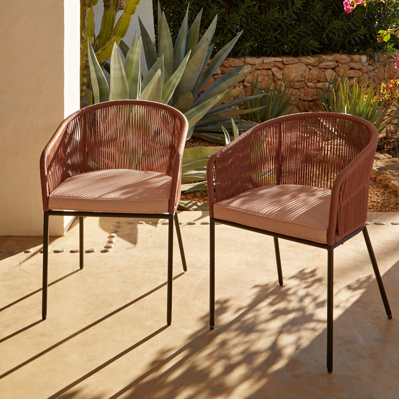 Fabiano Patio Dining Armchair with Cushion, Pink