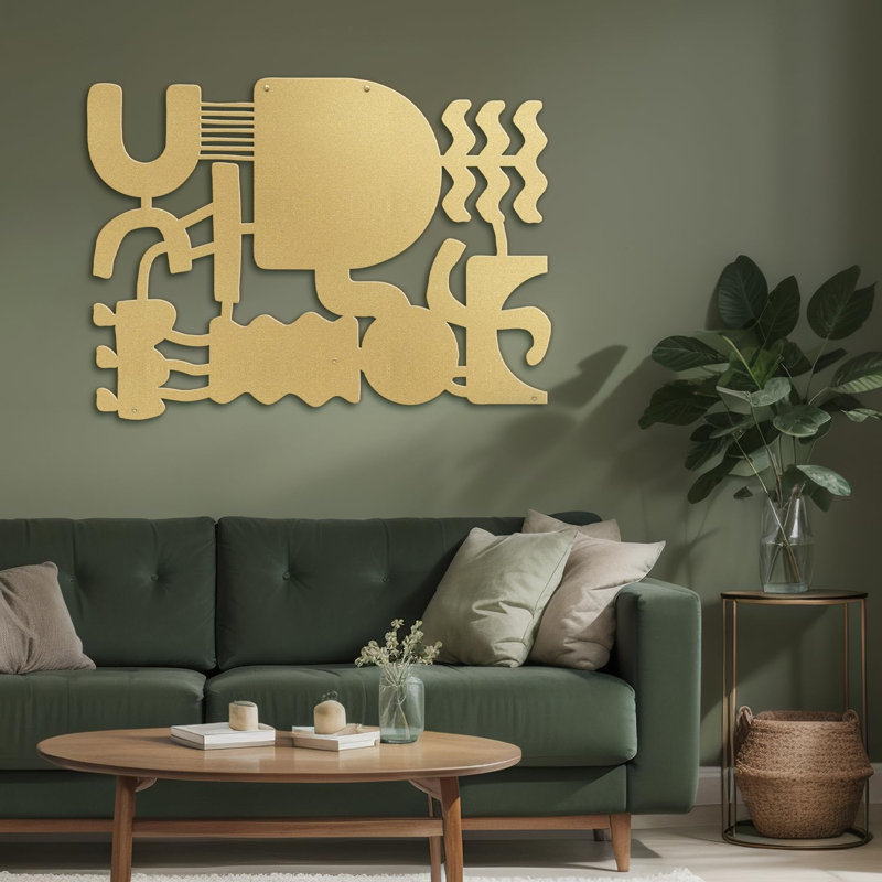 Décoration murale en métal, H 12 po x l 18 po x P 0,05 po, Or