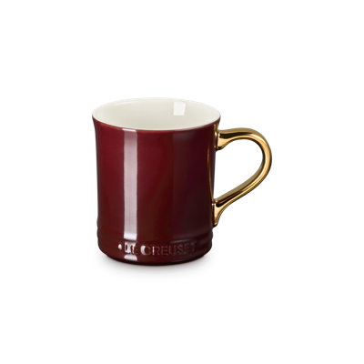 Le Creuset Stoneware Vancouver Mug With Gold Metallic Handle, 14 Oz. - Garnet
