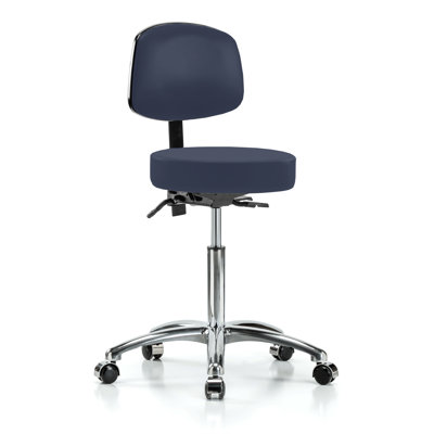 Tabouret de médecin réglable en hauteur avec dossier PERCH Chrome Walter | Hauteur du banc moyen: 21 à 28,5 po