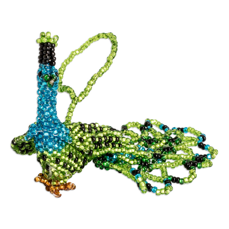 Ornement en perles de verre Bungalow Rose, Vert / bleu