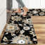 Ensemble de 2 tapis de cuisine rétro à imprimé floral noir pour la cuisine et la salle à manger, noir et beige