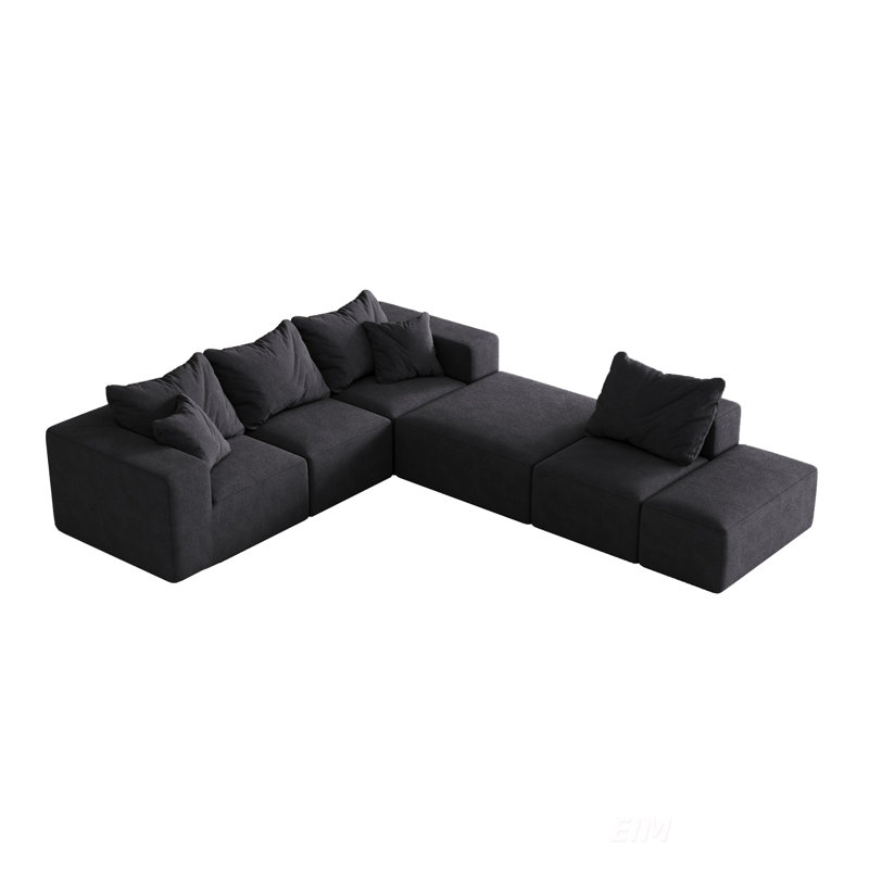 Ensemble de canapé modulaire rembourré en chenille moderne, canapé modulaire en L avec 6 coussins pour des agencements de salon flexibles