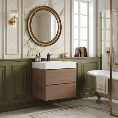 Meuble-lavabo mural 24 po avec lavabo et 2 tiroirs 24 po
