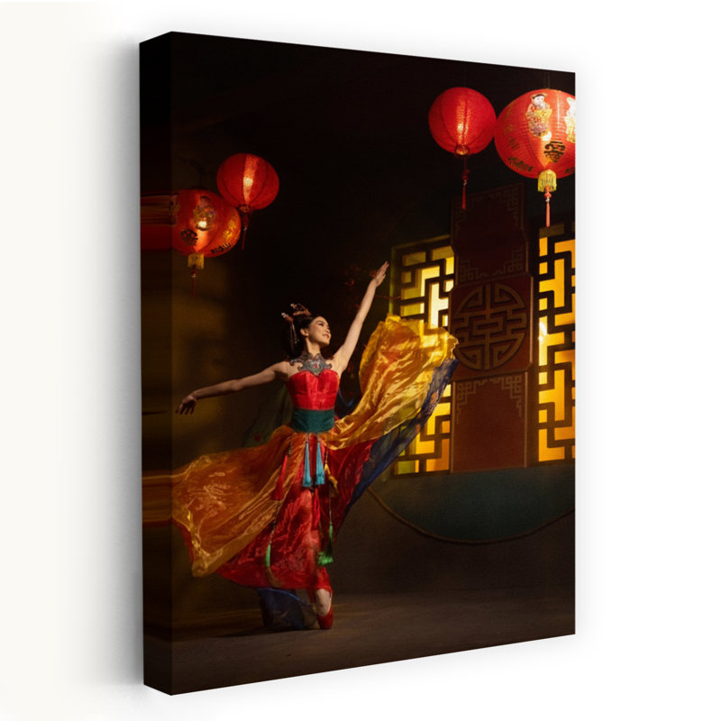 Elegant Chinese Dancer Contemporary Wall Art Print, 45.72cm H x 30.48cm W