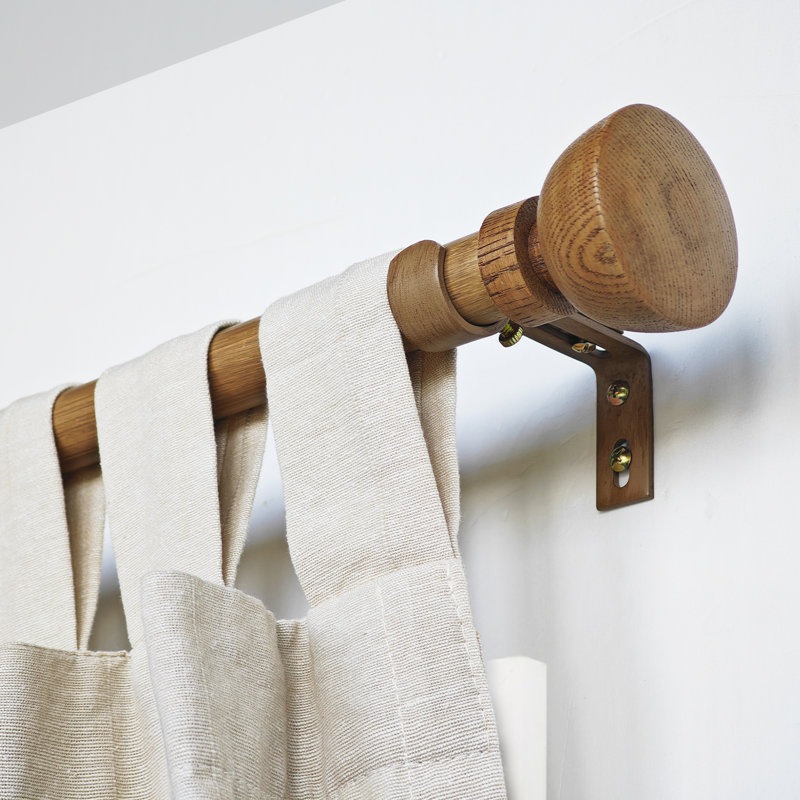 Tringle à rideaux simple réglable en fer Serenity, 72" - 144", Bois clair
