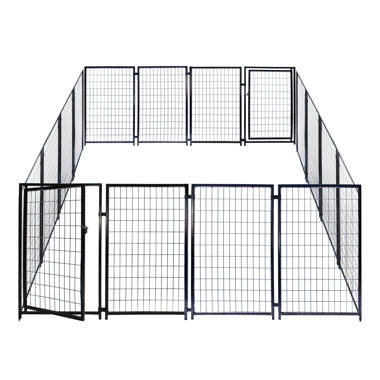 Erinnyees Outdoor Dog Kennel With Roof, Dog Kennel Outside Rotated Dog Bowls Large Dog House Pen Enclosure Secure Lock Wateproof Sunproof Cover