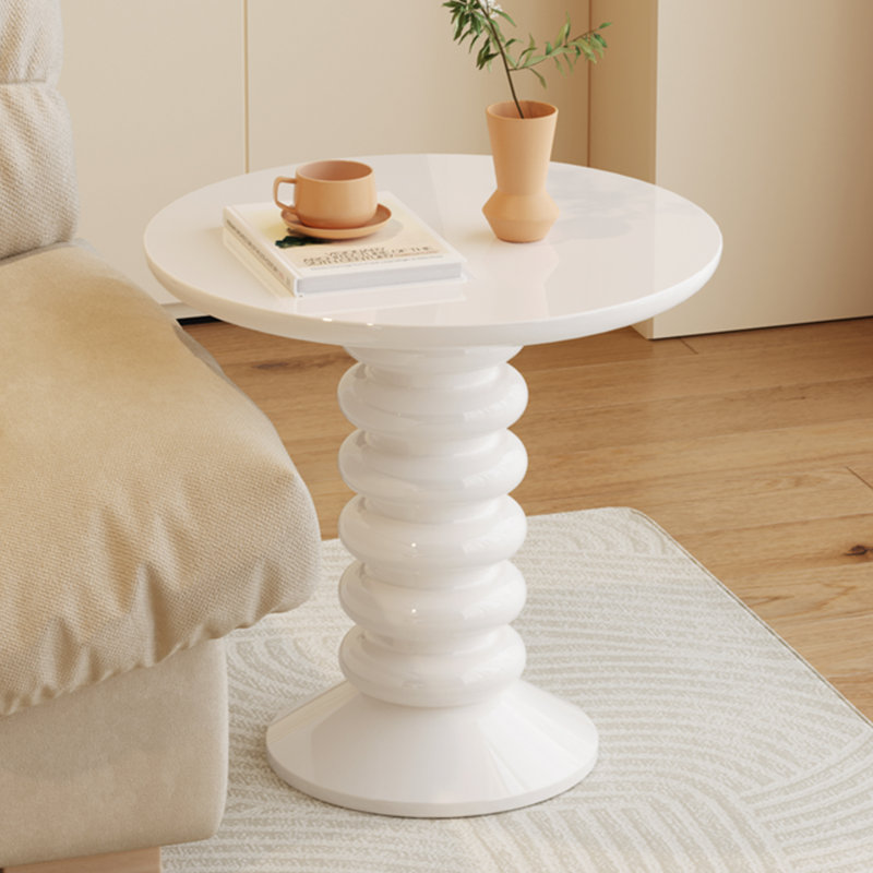 58 cm Cream White Round Side Table