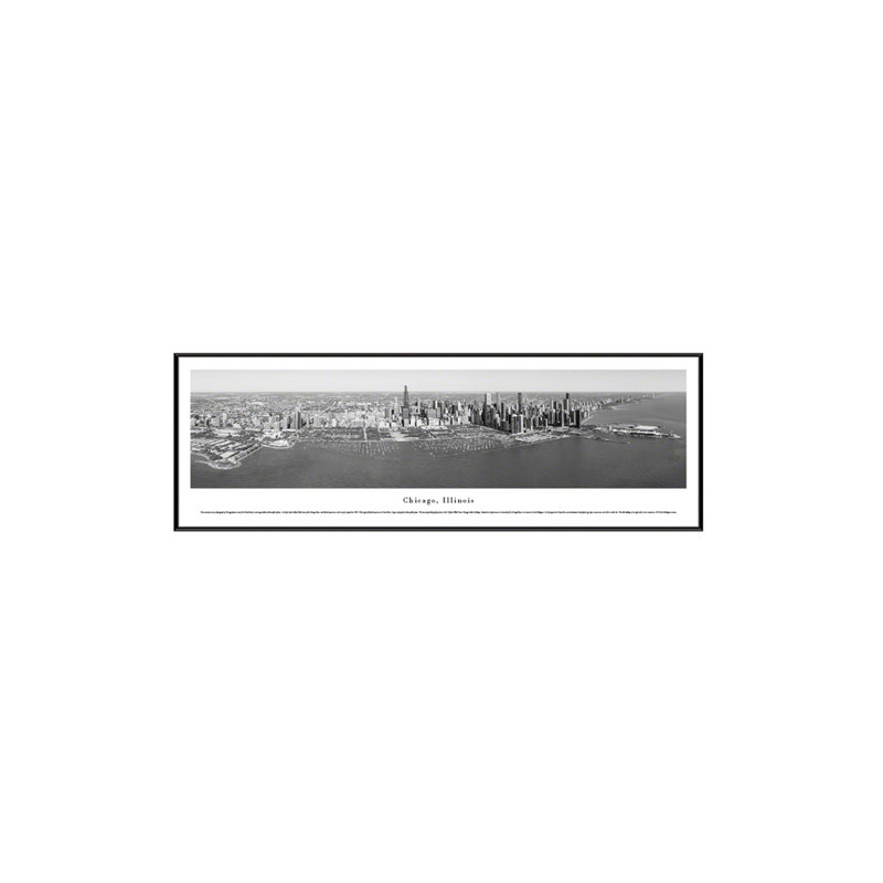 " Chicago, Illinois " by James Blakeway, 13.75" H x 40.25" W, Black Standard Frame
