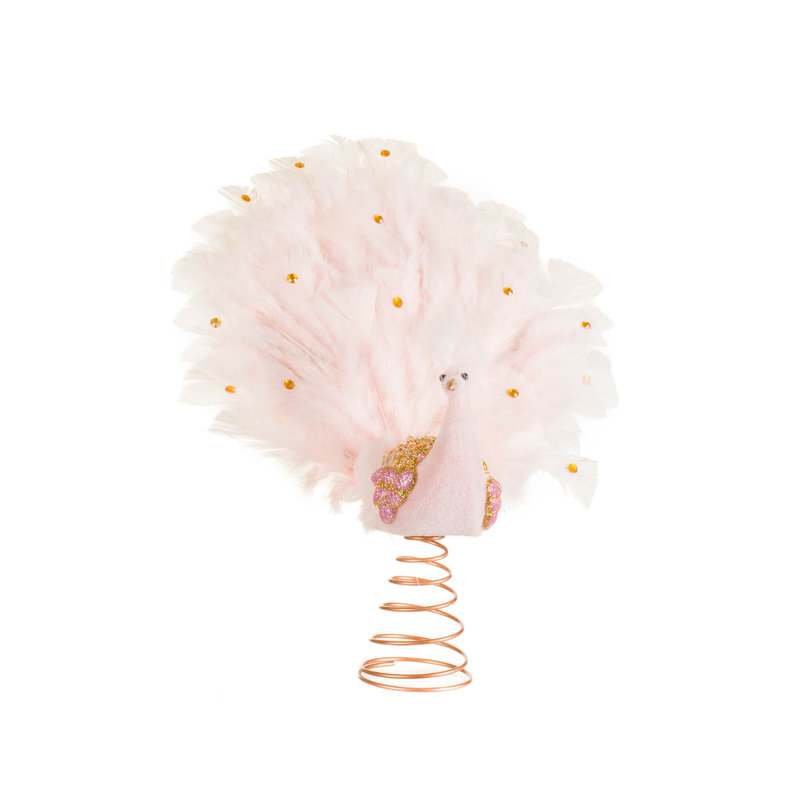 Décoration pour sommet de bébé paon rose à plumes