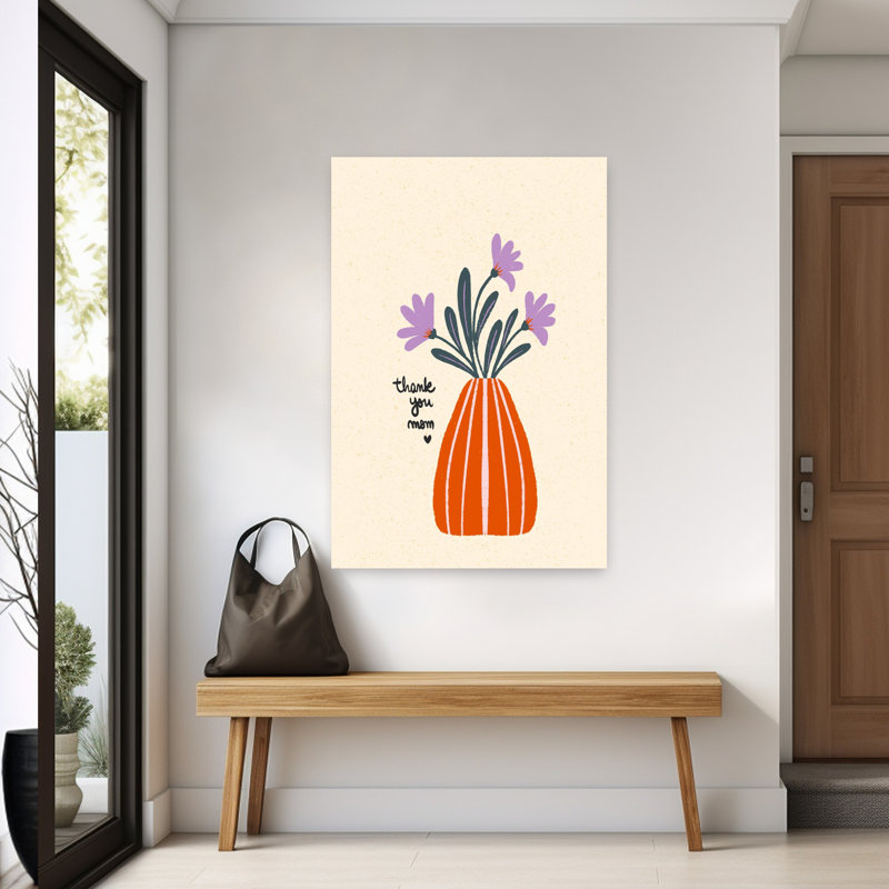 Thank You Mom Modern Flower, art mural, H 60 po x l 40 po