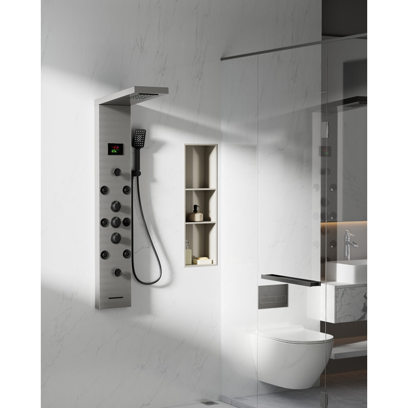57,99 Panneau de douche avec, Noir / nickel