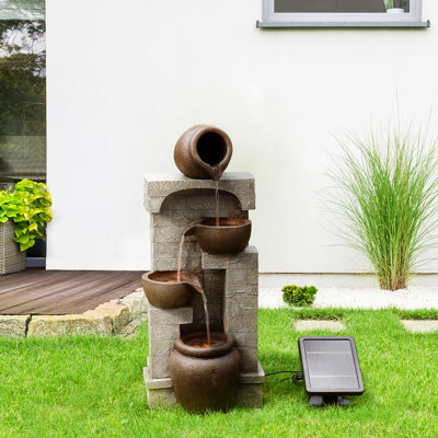 Solarbetriebener Brunnen aus Kunstharz mit Licht