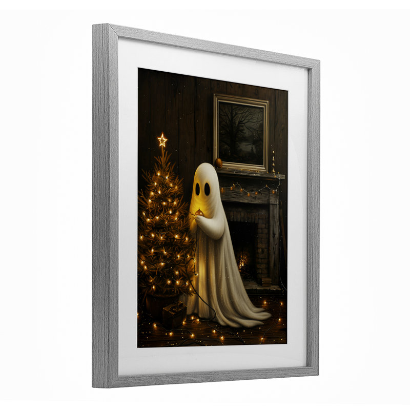«Christmas Ghost Hanging Lights», reproduction encadrée sous verre, design par Arlington Prints, H 16 po x l 13 po