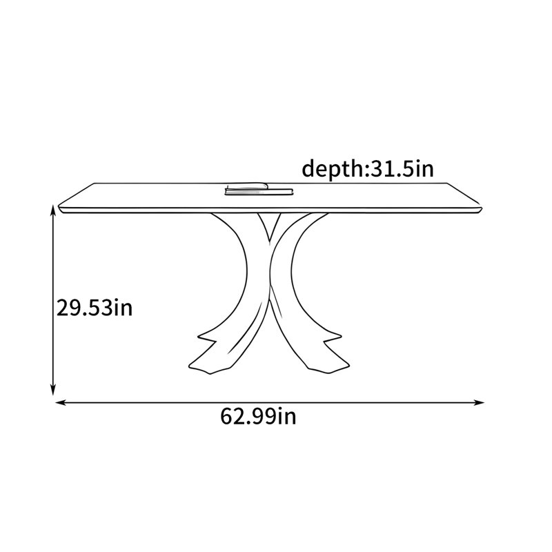 Retro rectangular dining table, 29.53"H x 62.99"L x 31.5"W