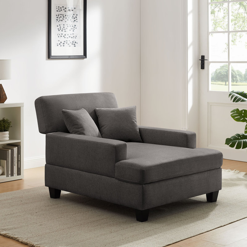 Monroeville 37" W Upholstered Chaise Lounge, Dark Gray Polyester Blend