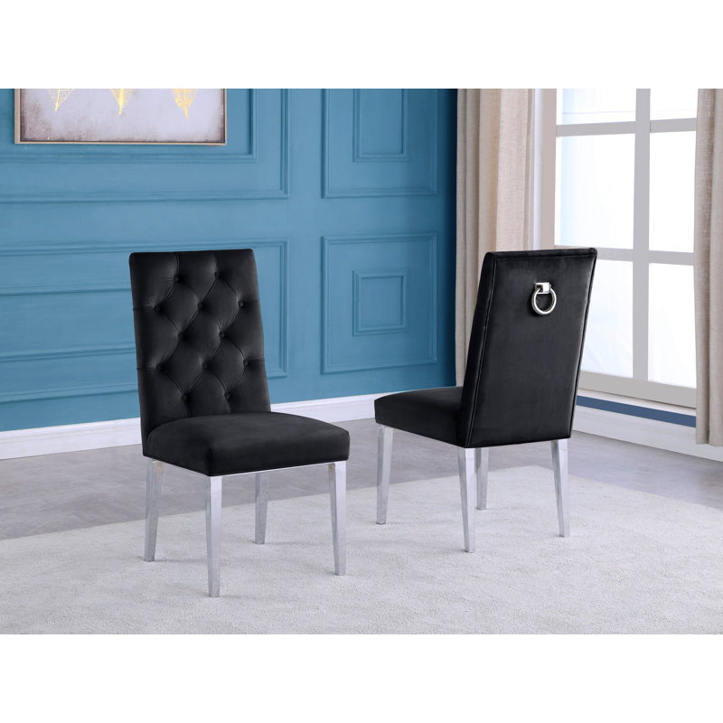 Mcnamara Pedestal Dining Set, 7, White/Silver, Black/Silver