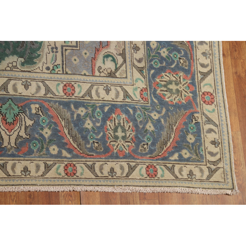Tapis traditionnel bleu rétro 10 x 13