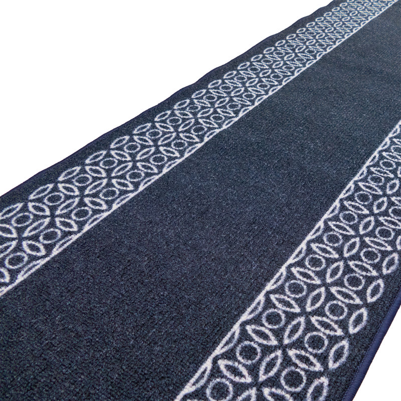 Tapis de couloir antidérapants sur mesure à motif chaîne berbère bleu foncé sur mesure, Tapis de couloir 2 pi 2 po x 4 pi