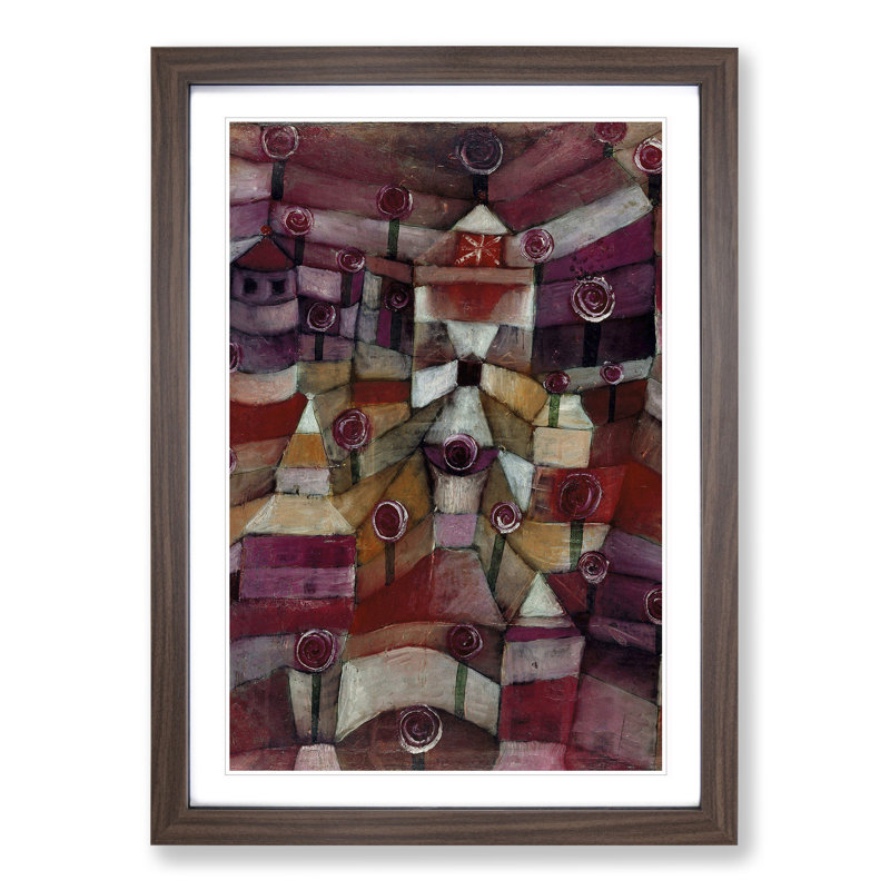 Rose Garden by Paul Klee - Picture Frame Painting, Walnut Framed, 36cm H x 27cm W x 2cm D