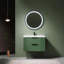 Meuble-lavabo de salle de bain avec lavabo en céramique - Meuble-lavabo flottant mural vert avec tiroirs, moderne