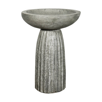 24.4in Tall Outdoor Concrete Bird Bath – Stone-Look Pedestal Birdbath