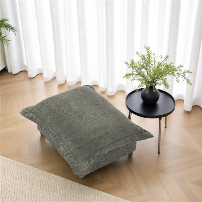 Plush Upholstered Chenille Ottoman Bench – Cloud Cushion Footrest with Oversized Soft Top by Ebern Designs