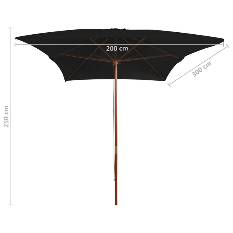 Aydin 200cm X 300cm Rectangular Market Parasol, Black
