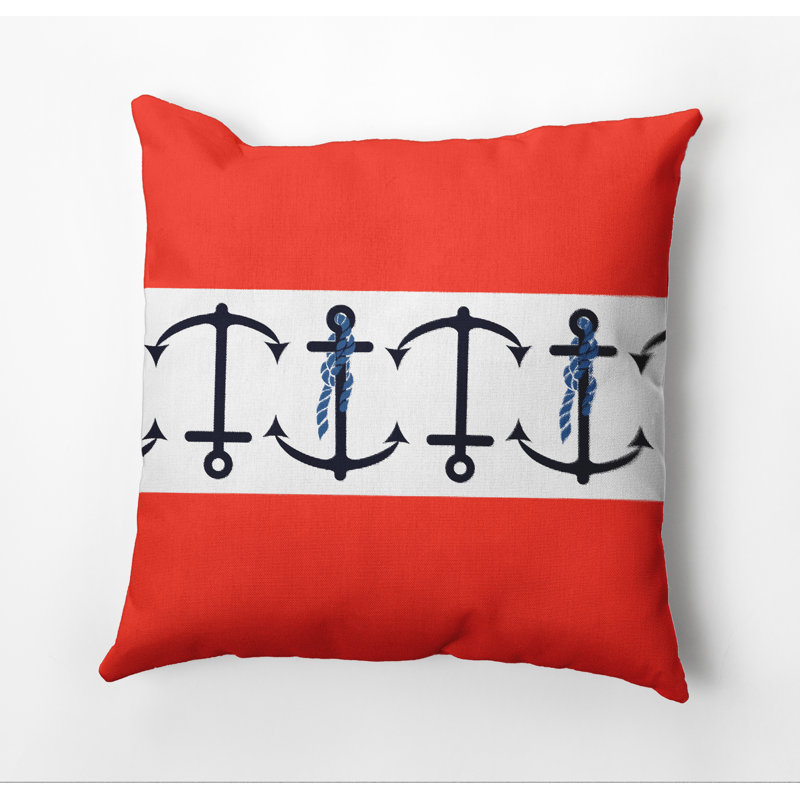 Housse de coussin d’extérieur carrée à imprimé Anchor, 18 po x 18 po, Orange