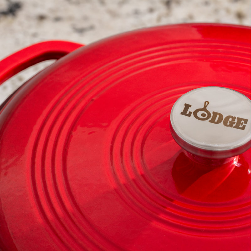 Lodge Enameled Cast Iron Dutch Oven, Red, 7.5 Qt.