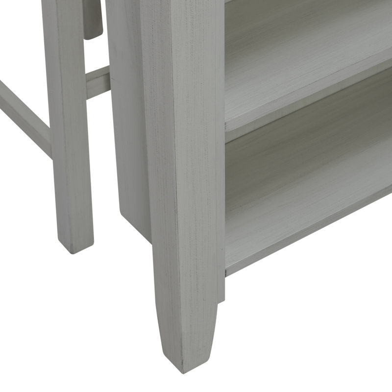 Latour Counter Height Dining Set w/ Upholstered Seats, White, 3 Piece