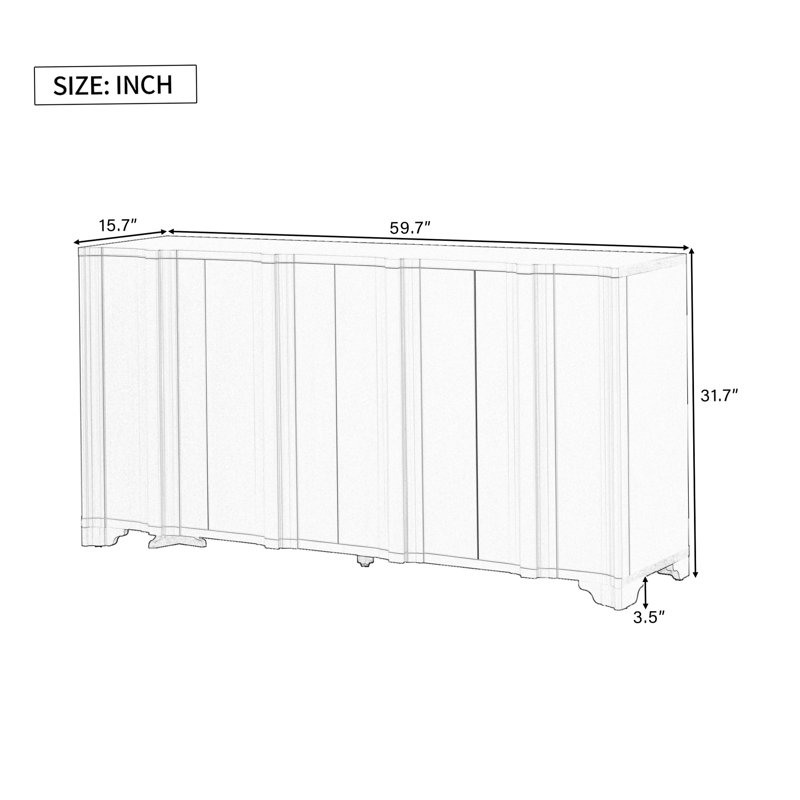 Grote 59.7'' Sideboard With 4 Doors, Black