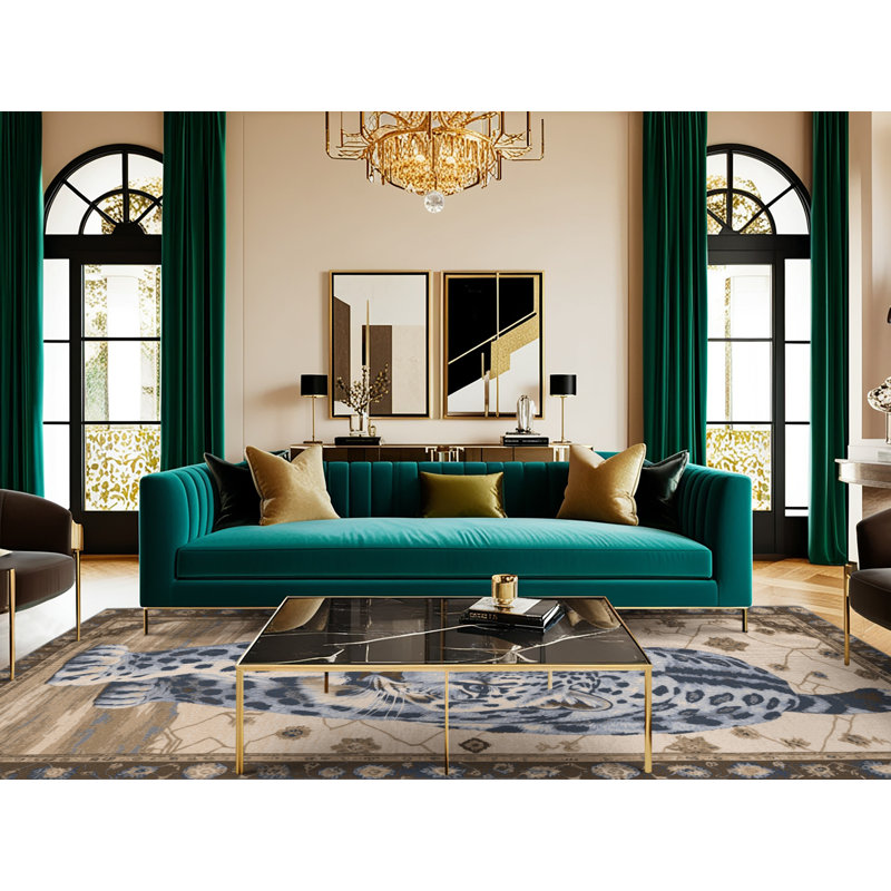 Washable Snow Leopard Wildlife Area Rug, Square 5'