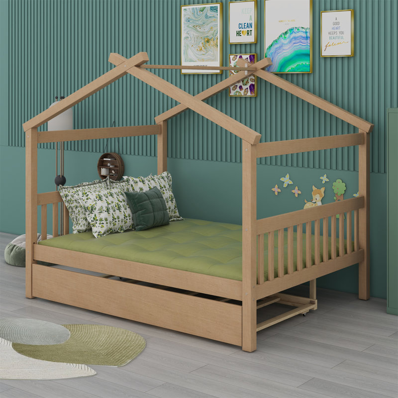 Lit en bois avec couchette, Naturel