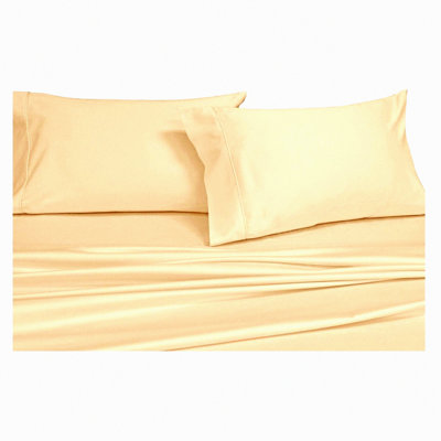 Luxury Cotton Sateen Pillowcase Set - 2PC 300 Thread Count Ivory Pillow Cases - Soft & Smooth 100% Cotton Bedding - Standard Size