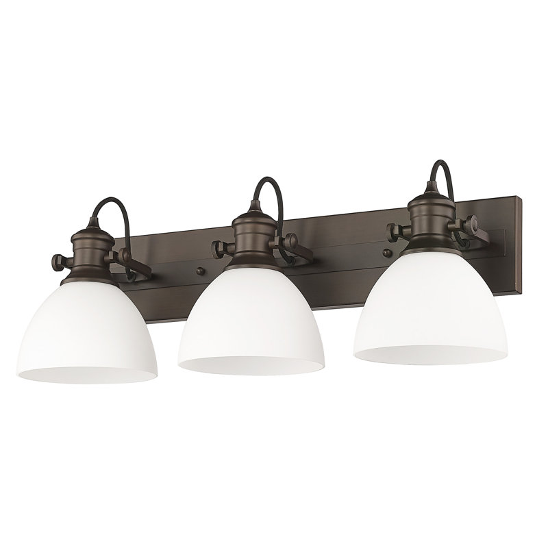 Bales 25.13'' W 3-Light Dimmable Vanity Light, Opal Glass, Rubbed Bronze