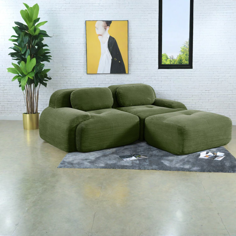 Canapés modulaires confortables, velours côtelé de qualité supérieure, en forme de L moderne pour le salon
