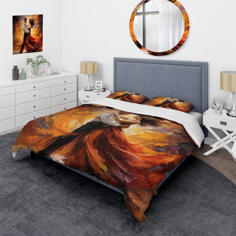 Ensemble de housse de couette en microfibre / polyester Soulful Dancing II, Housse de couette pour très grand lit et 2 très