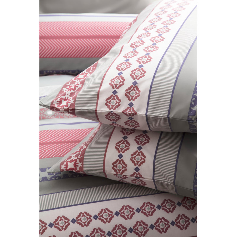 Geometric Shapes Duvet Cover Set with Pillowcases Included, Double Duvet Cover + 2 Standard Pillowcases, Red