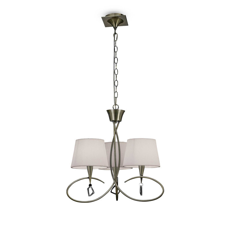Eurich 3 - Light Shaded Chandelier, Antique Brass