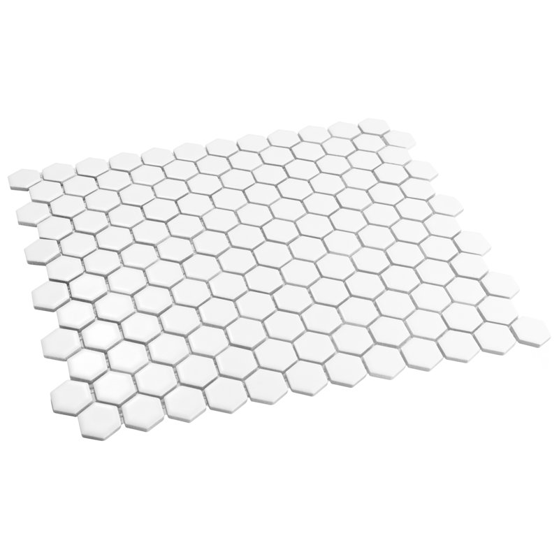Hudson 1" x 1" Porcelain Honeycomb Mosaic Wall & Floor Tile, Matte White