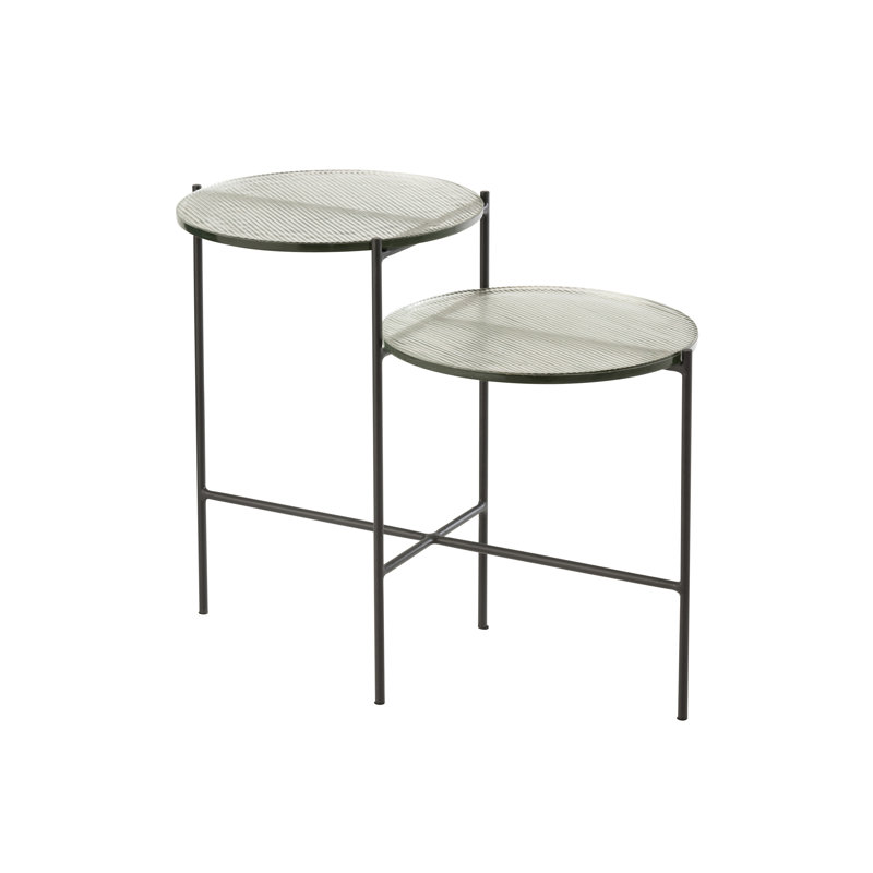 Glass Top Frame Side Table Set