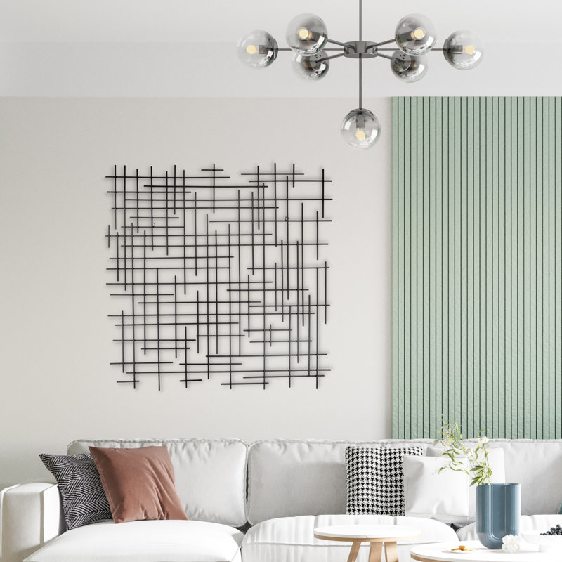 Décoration murale Iquara, H 37,5 po x l 37,5 po x P 1,25 po, Noir