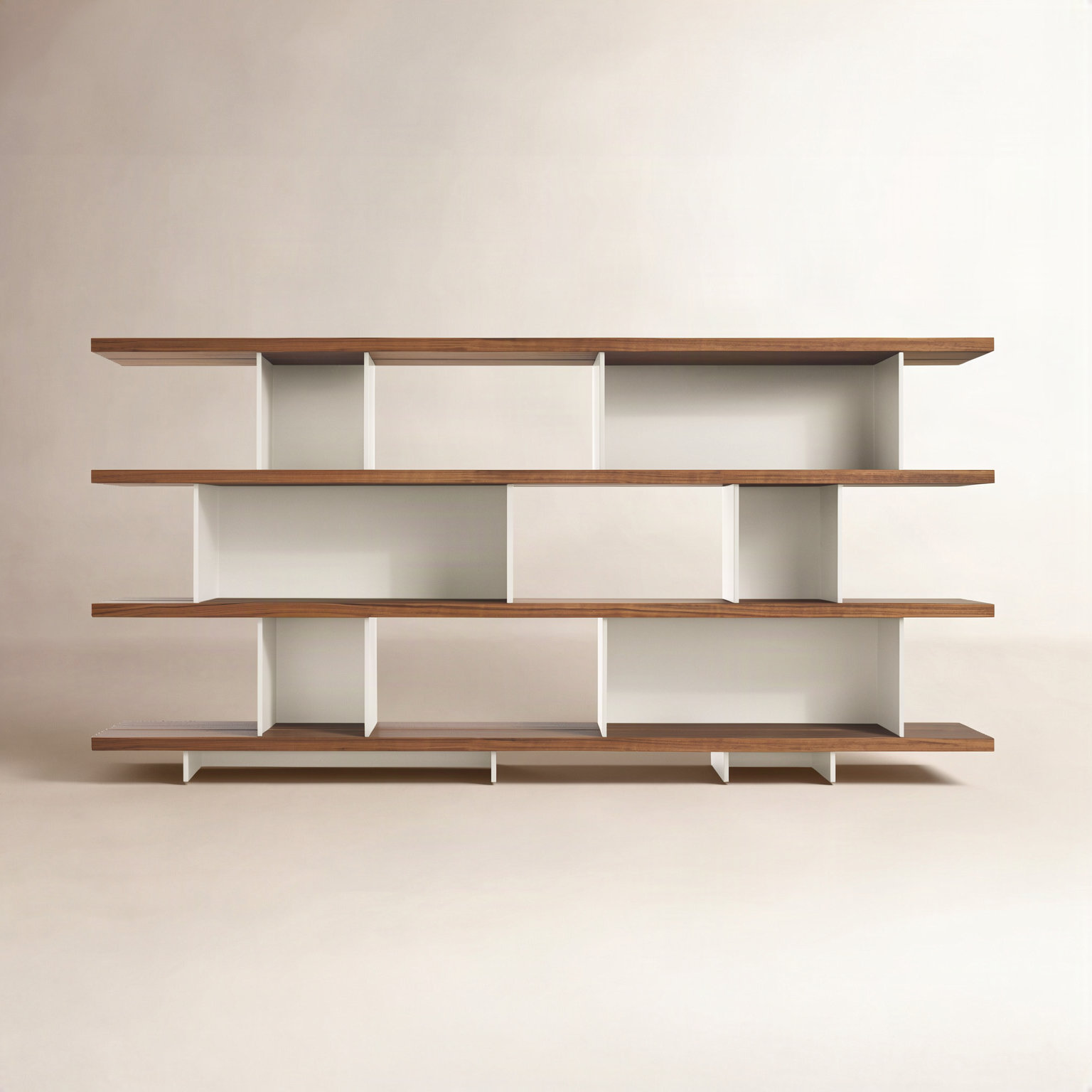 Happy Day Wide Bookcase, (4 Shelves) 41" H x 81" W x 14" D, Walnut/Putty