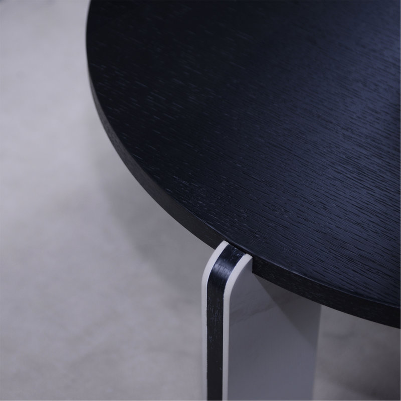 Table basse moderne avec ensemble de tables de bout, panneau central en panneau de fibres à densité moyenne plaqué durable de 83 cm de diamètre avec une table d'appoint de 43 cm de diamètre pour le salon, la salle d'étude, les pieds / base en pierre frittée solides et stables