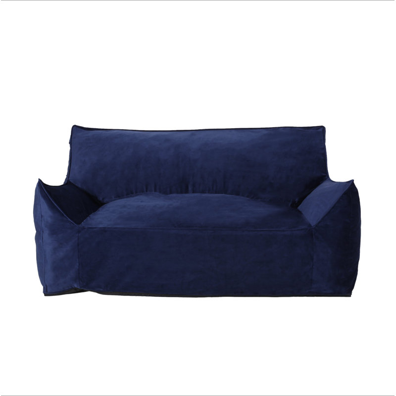 Fauteuil à billes surdimensionné 2 places avec accoudoirs Fila Velveteen, bleu marine