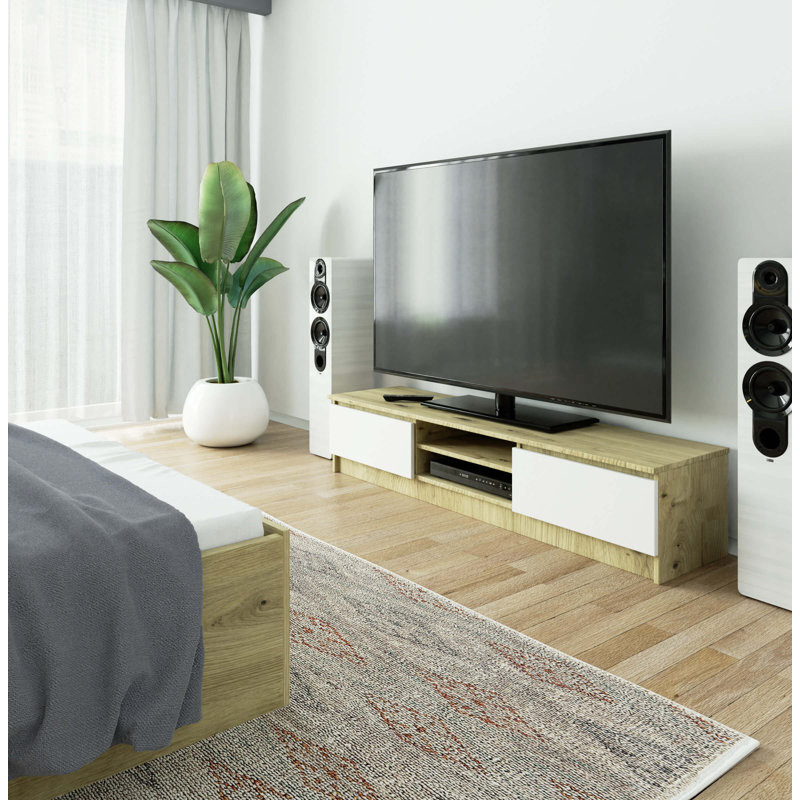 Furgeson Unfinished Entertainment Centre for TVs up to 65", Artisan Oak/White