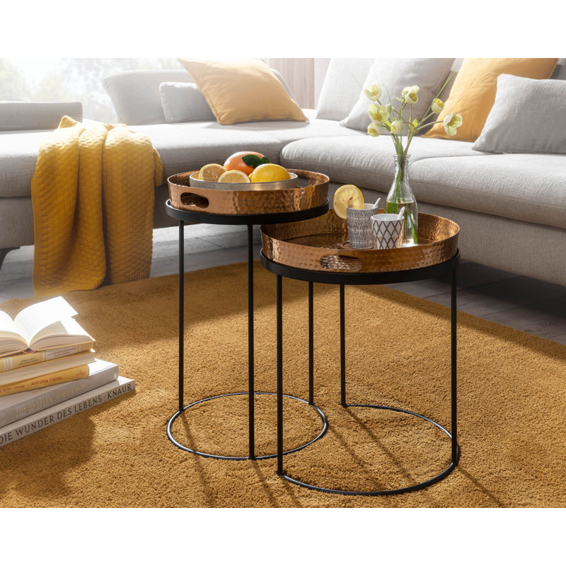 Flaxton Living Room Table Set, Gold