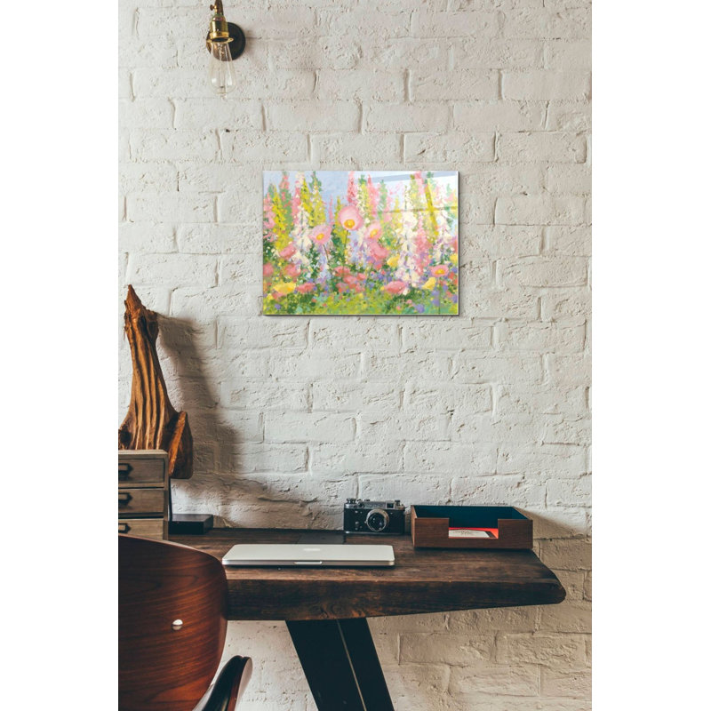 «Garden Pastels I Blue Sky» par Shirley Novak, art mural en verre acrylique, H 12 po x l 16 po x P 0,12 po