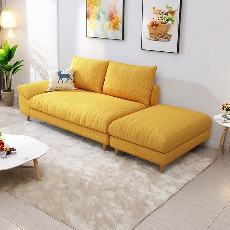 Abrianna, Orienté à gauche (vu de face), Mélange de coton jaune / mélange de lin